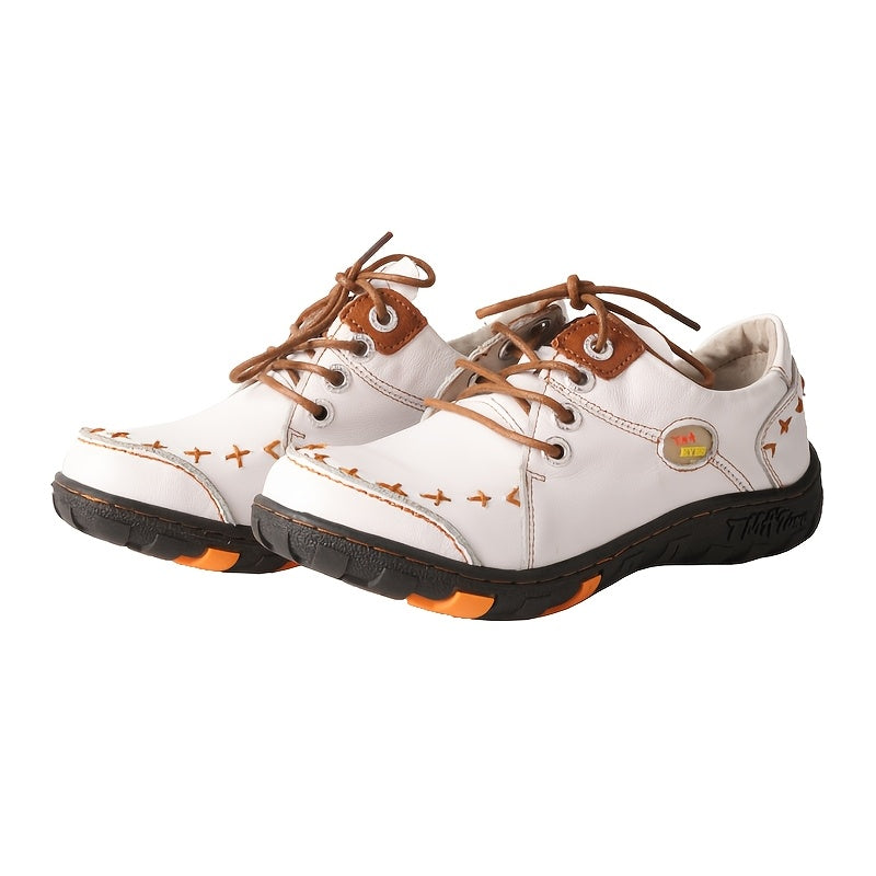 Women All-Season Casual Sneakers TPR Sole Lace-Up Black Orange