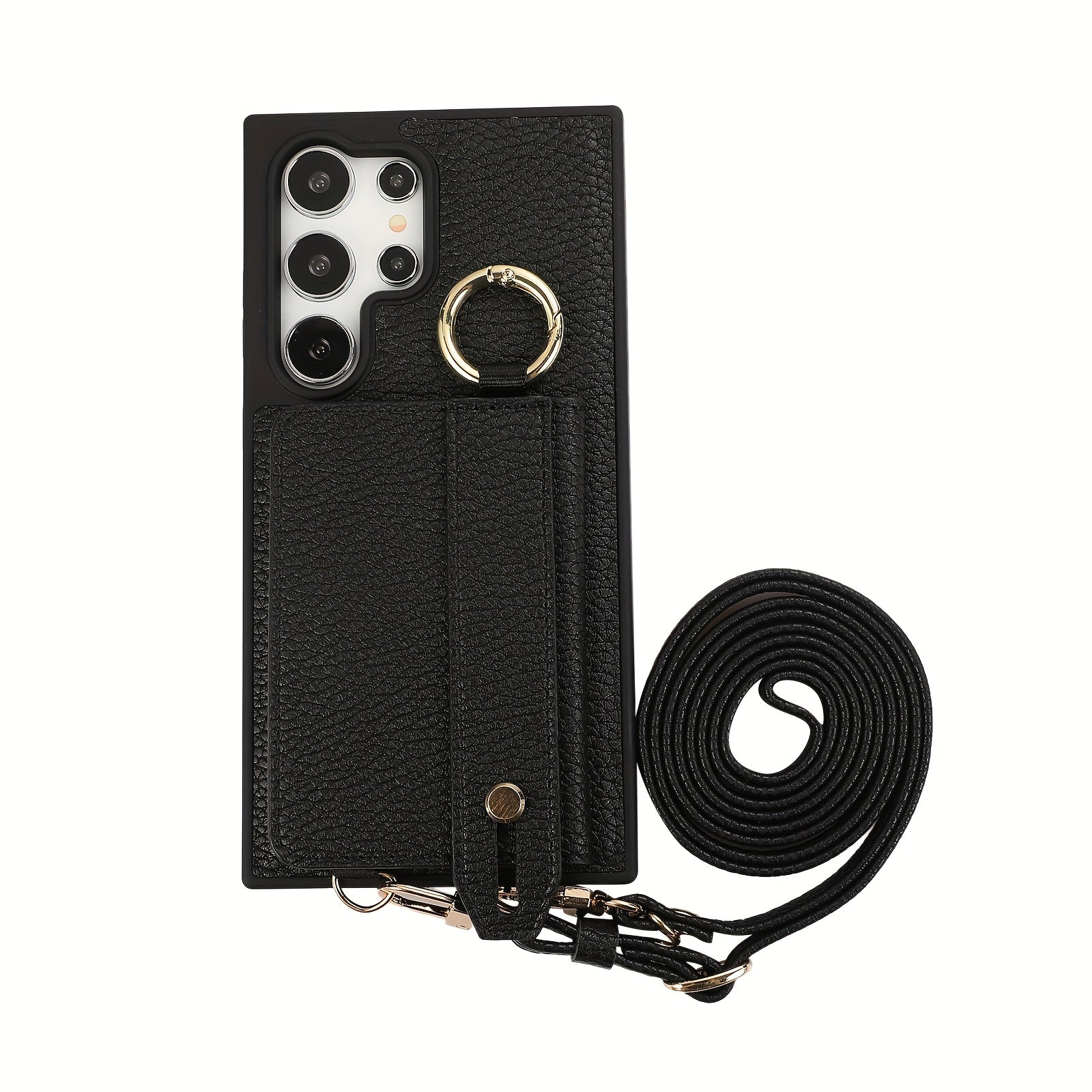 Faux Leather Crossbody Phone Bag for Samsung Plus with Wallet Card Slots Lanyard