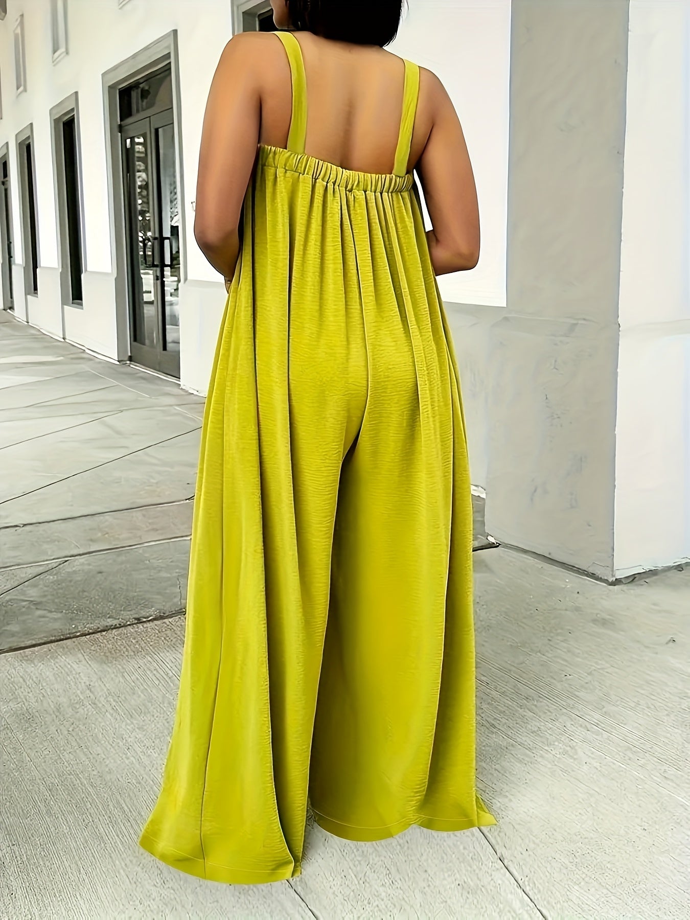 Women Yellow Off-Shoulder Jumpsuit Wide-Leg Casual Summer Fashion