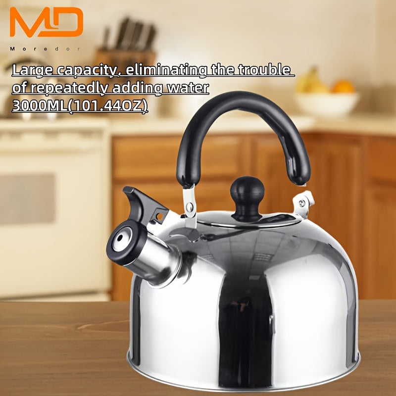 Stainless Steel 3000ml Tea Kettle with Whistle for All Stove Types Reusable