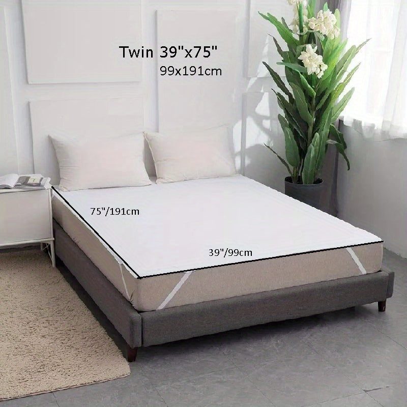 White Waterproof Mattress Protector Breathable Polyester Jersey Dust-Proof Machine Washable with Elastic Bands