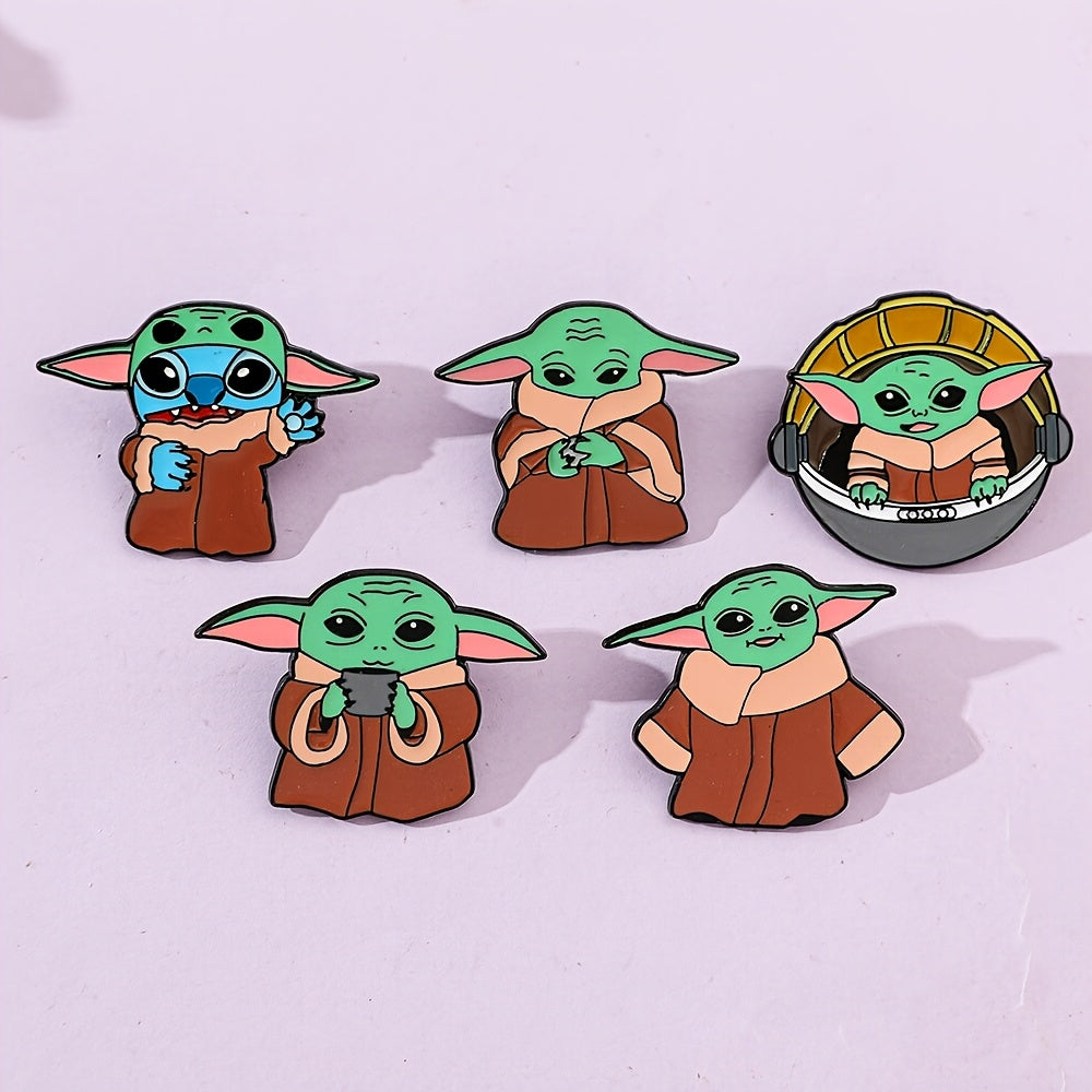 Set of 6 Yoda Enamel Pins Minimalist Alloy Brooches for Bags and Clothing