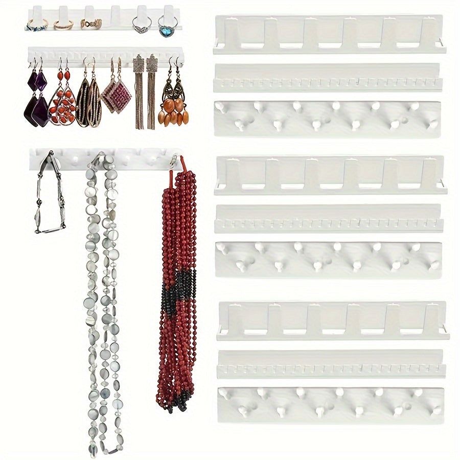 Conjunto de organizador de joyas de pared de 3 piezas con ganchos magnéticos para almacenamiento multiusos