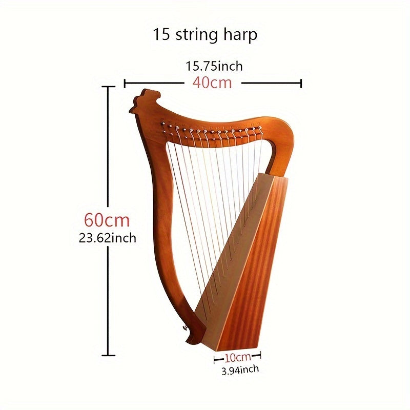 Portable Mahogany Lyre Harp with Tuning Wrench 15-String 19-String Musical Instrument