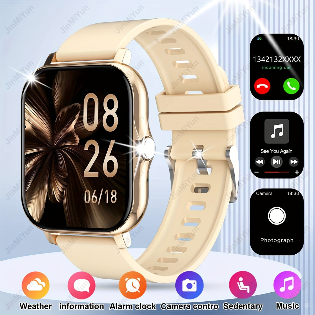 1.83 Inch Full Screen Touch Sports Smartwatch for Men and Women with Wireless Call Message Reminder and Multiple Sport Modes