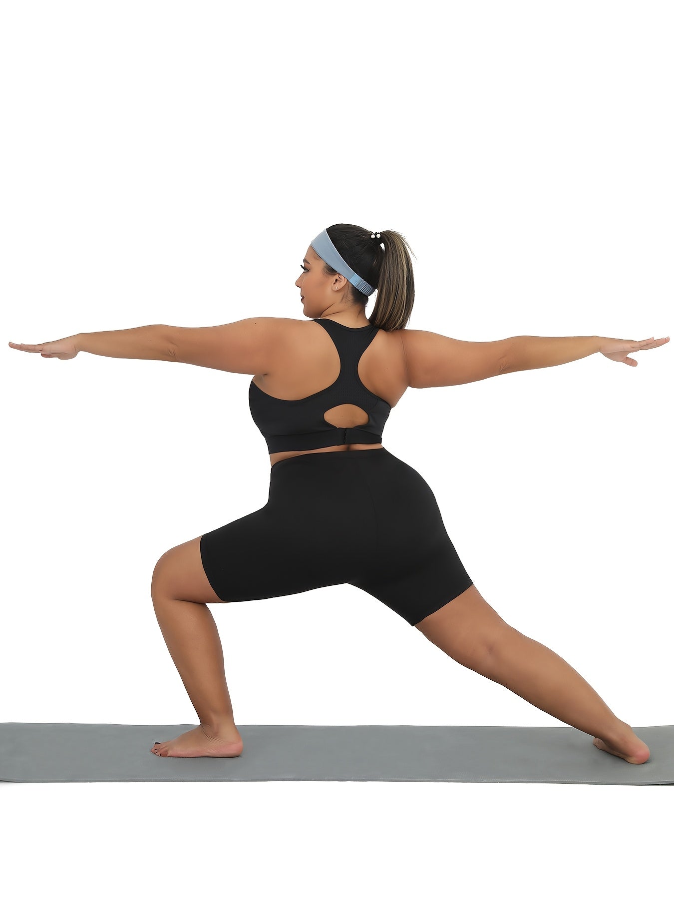 Plus Size Female Biker Shorts Soft Stretchy Polyester Spandex Black Blue Green Brown