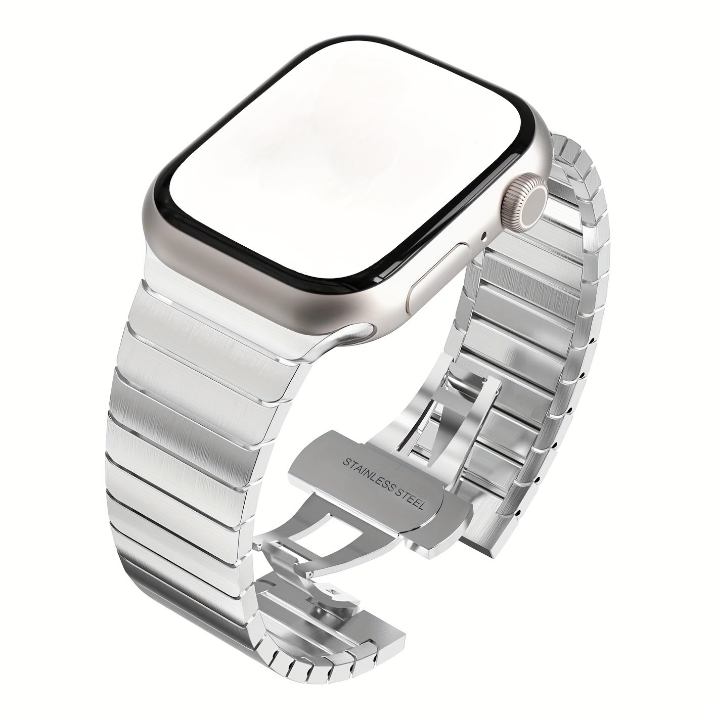 Men's Stainless Steel Watch Band for Apple Watch Series 1-9 and SE Ultra 40mm-49mm Metal Bow Buckle Strap