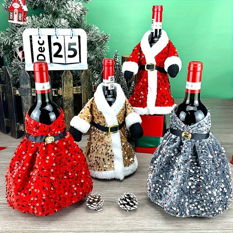 Christmas Sequin Bottle Cover for Table Decoration 12 Colors