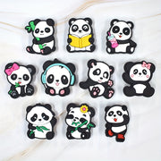 Unisex PVC Panda Shoe Charms Set, Black Eye Animal Shoe Accessories