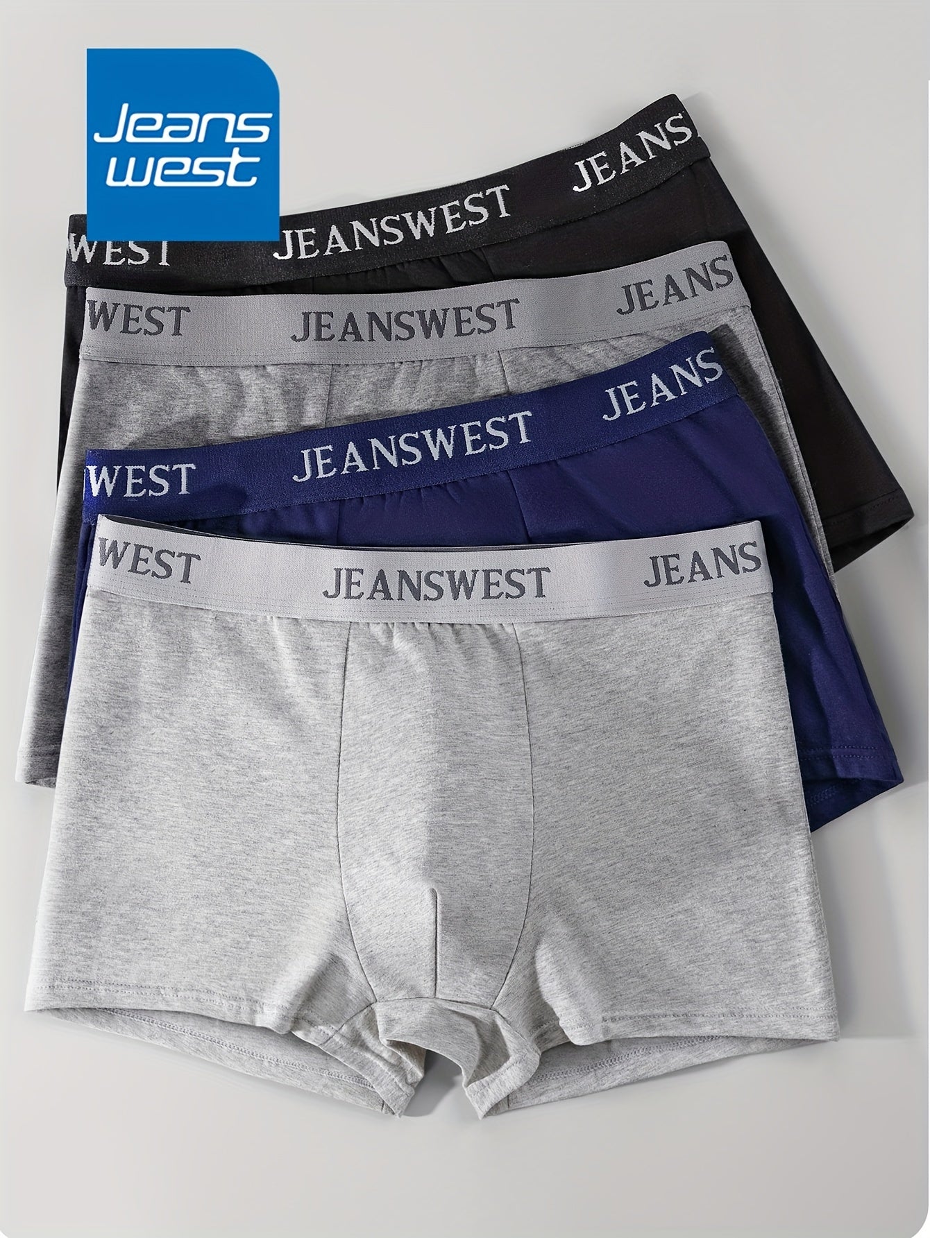 Men's Cotton Boxer Briefs 4-Pack Solid Color Medium Stretch Breathable Underwear