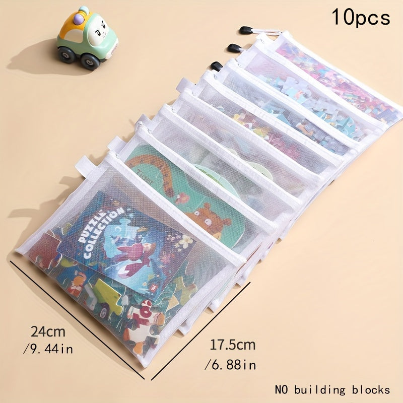Set of 10 Multi-Purpose Fabric Storage Bags for Toys Documents and Stationery