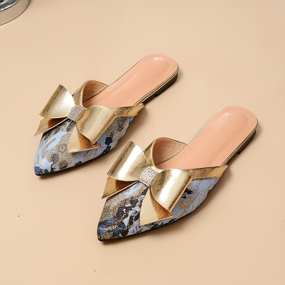 Women's Summer Baguette Half Slip-On Loafers with Bow and Lazy Mules