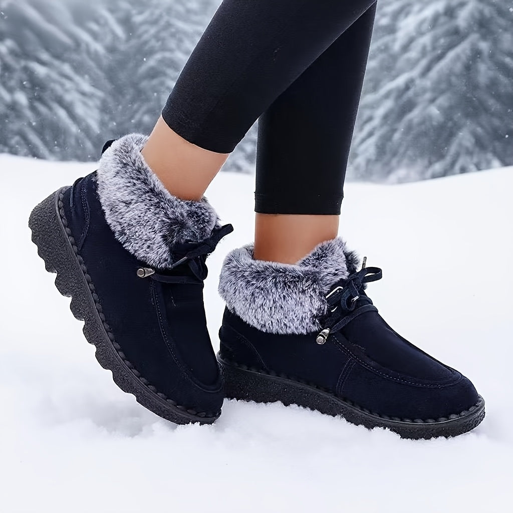 Women's Snow Boots Fleece Lined Waterproof Short Warm Casual Shoes