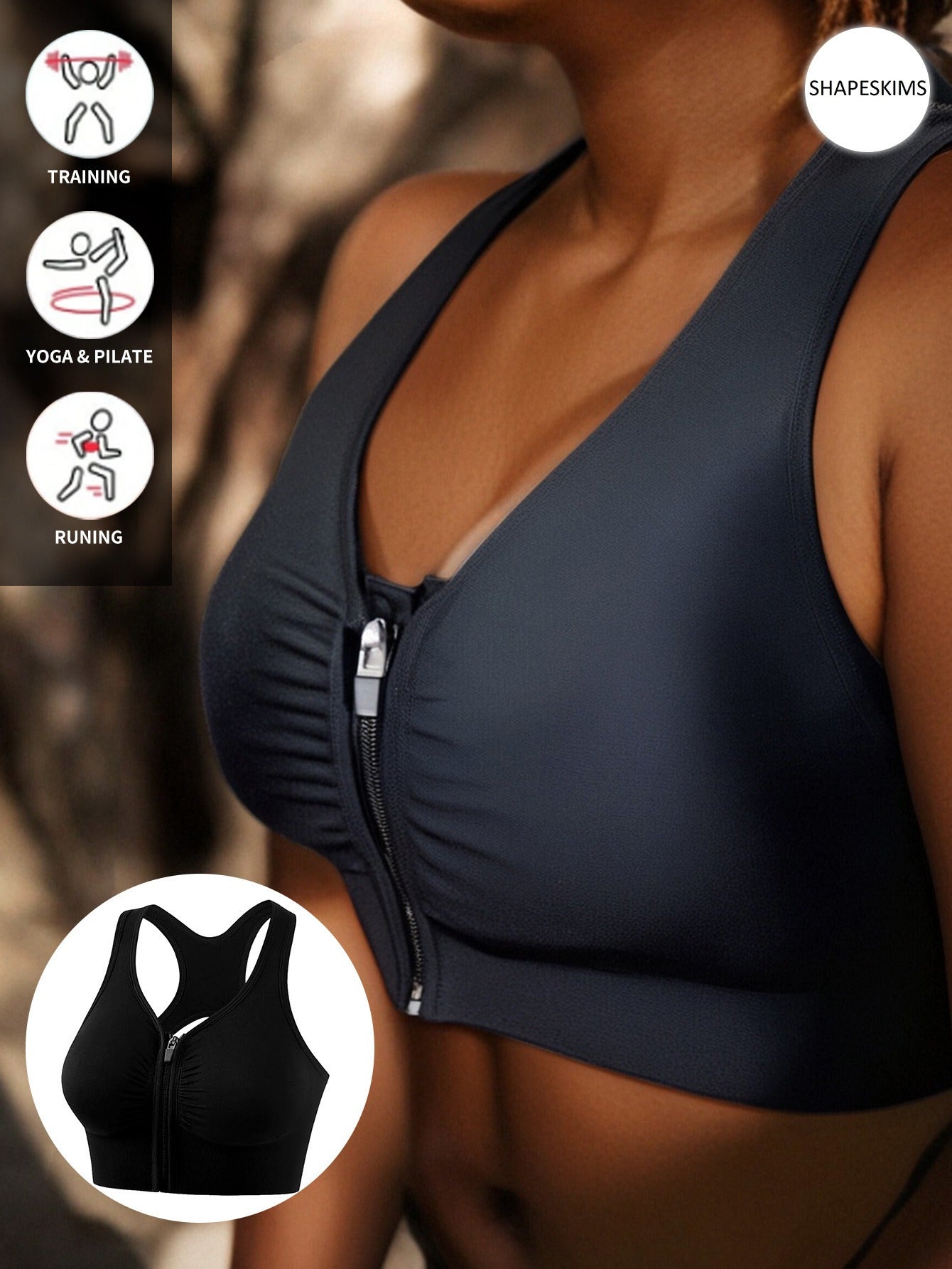 Plus Size Seamless Sports Bra Breathable Comfortable Supportive Adjustable Zipper