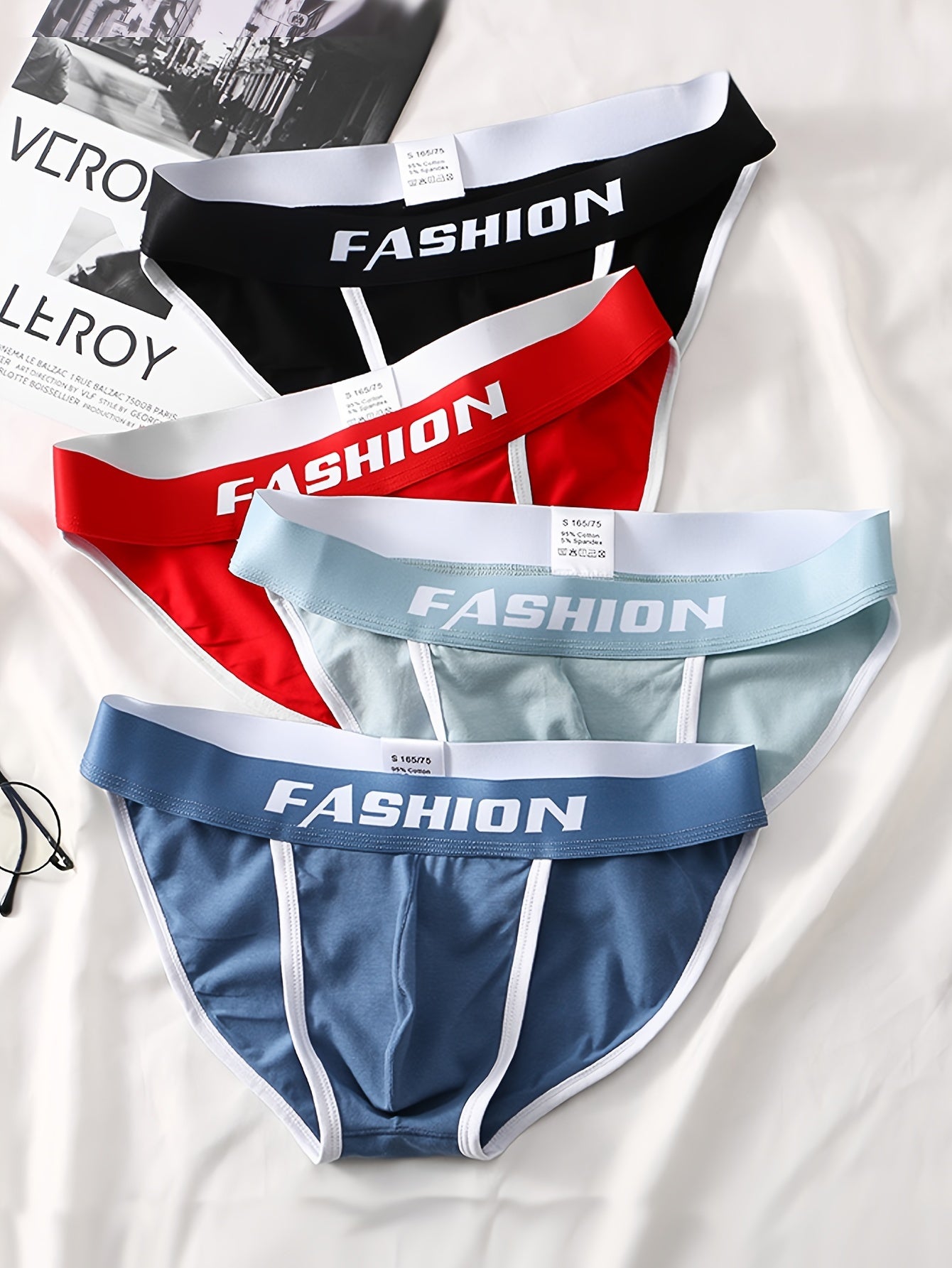 Men's Cotton Briefs with U Convex Design Breathable Comfortable 4 Pack