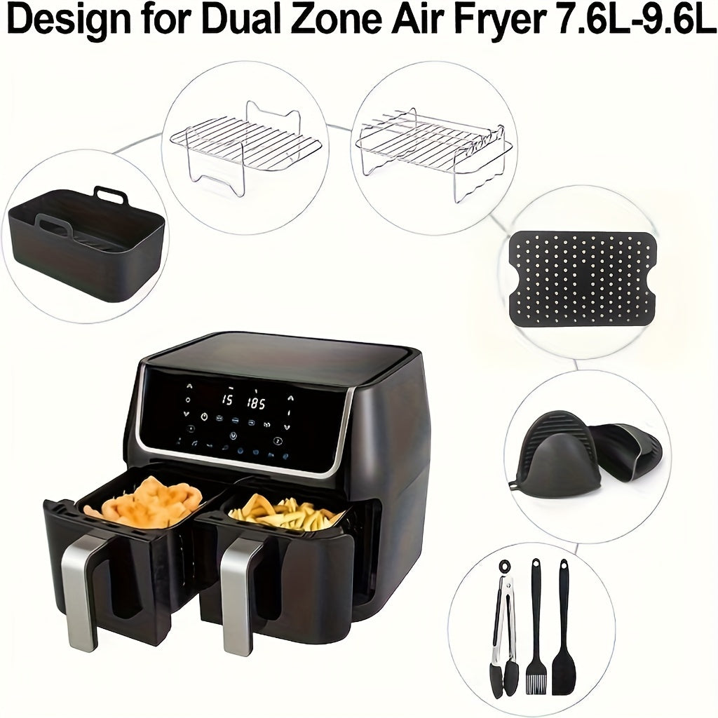 9-Piece Stainless Steel Air Fryer Accessory Set for 7.6L-9.6L Models