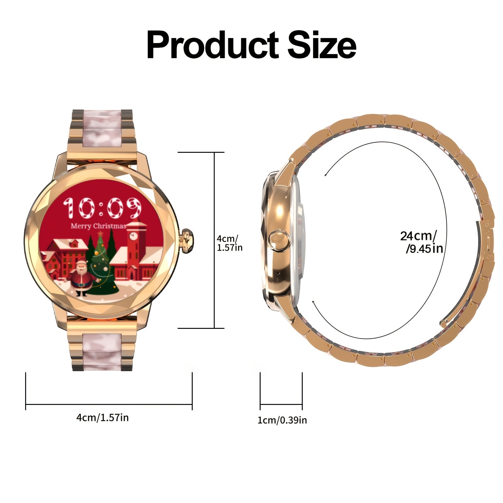 1.2 dyuymli ekranli, qo'ng'iroq, xabar bildirishnomalari, ob-havo, kaloriya hisoblagichi, musiqa, sport rejimlari bilan jihozlangan, iPhone/Android bilan mos keladigan hashamatli ayollar soati, ayollar uchun ideal 14-fevral sovg'asi.