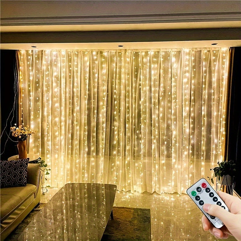 Fairy Curtain Lights with Remote USB Powered Warm White LED for Bedroom Indoor Decor Weddings Parties