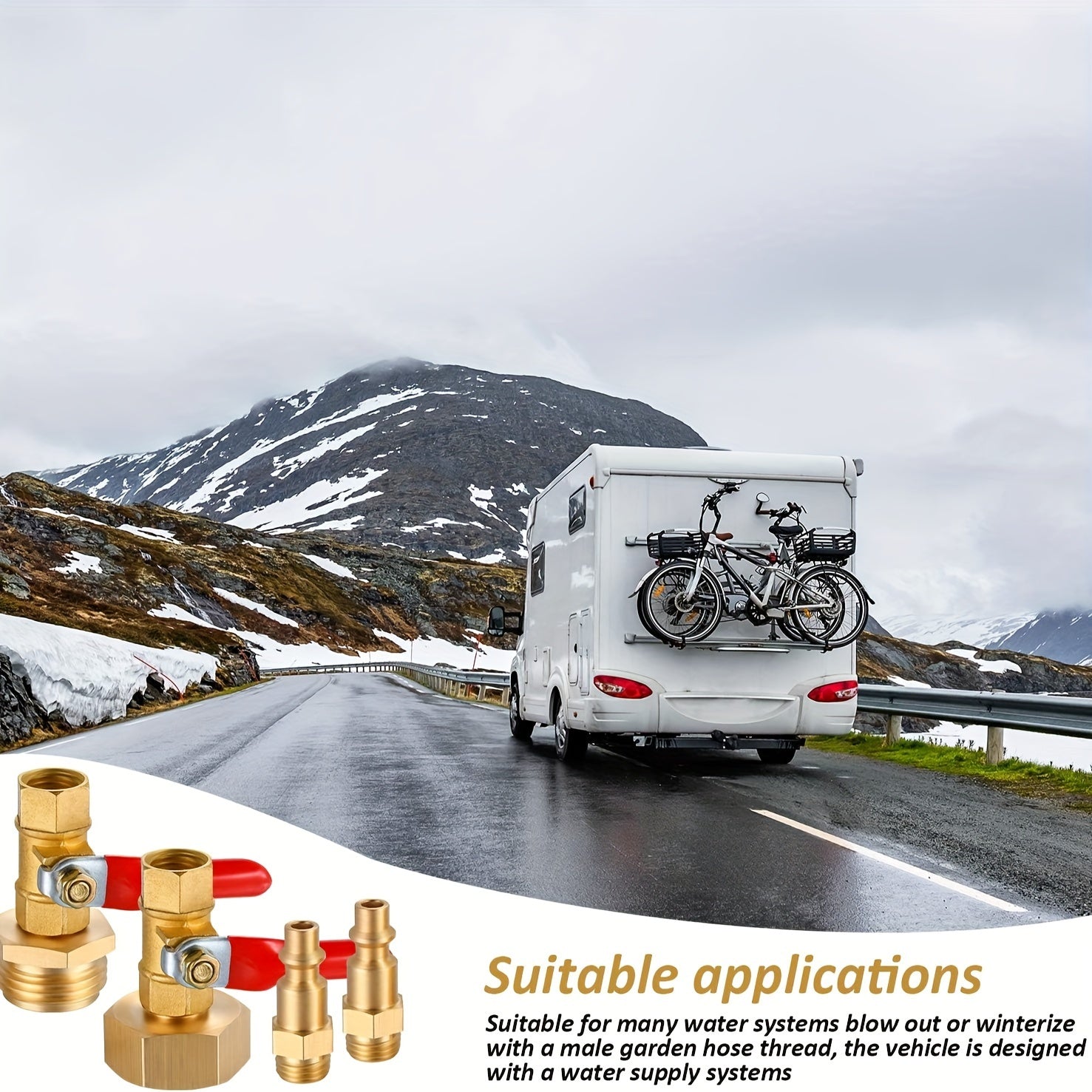 Adaptador de vaciado de invierno para RV, conector rápido de 1/4" y rosca de jardín de 3/4"