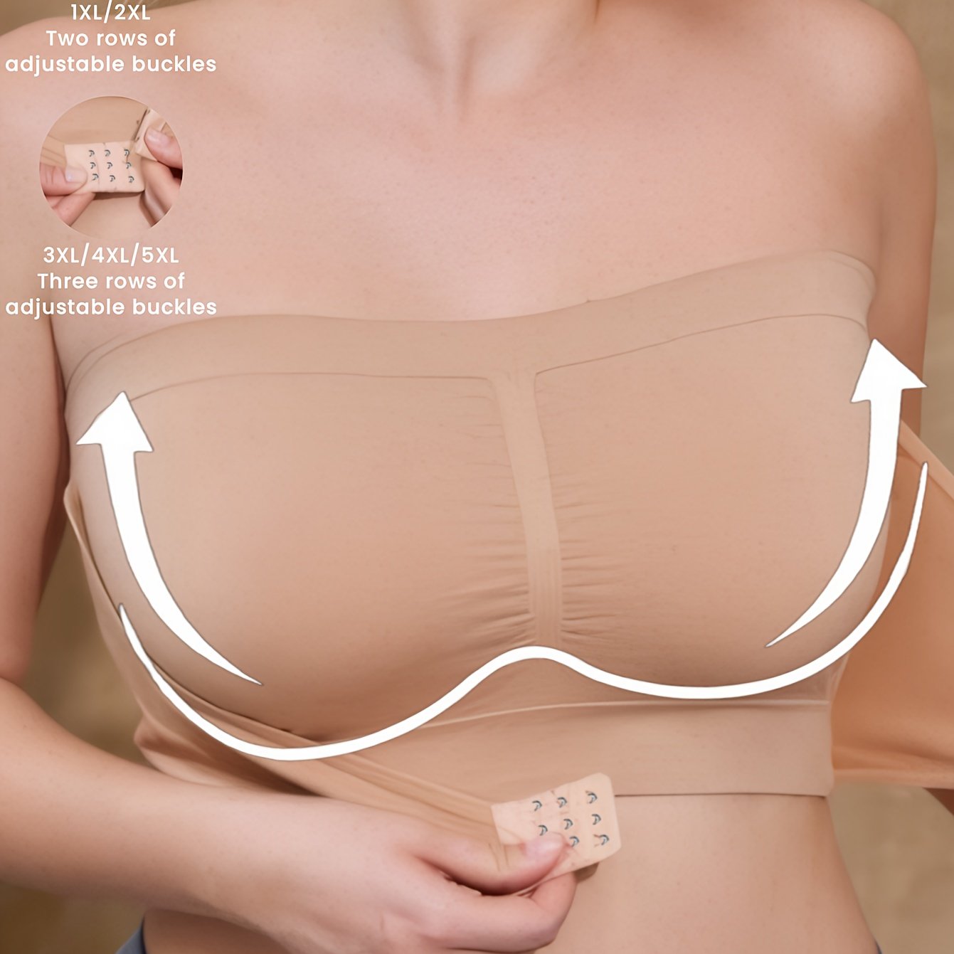 Women Seamless Elastic Strapless Sports Bra Breathable, Adjustable Clasp