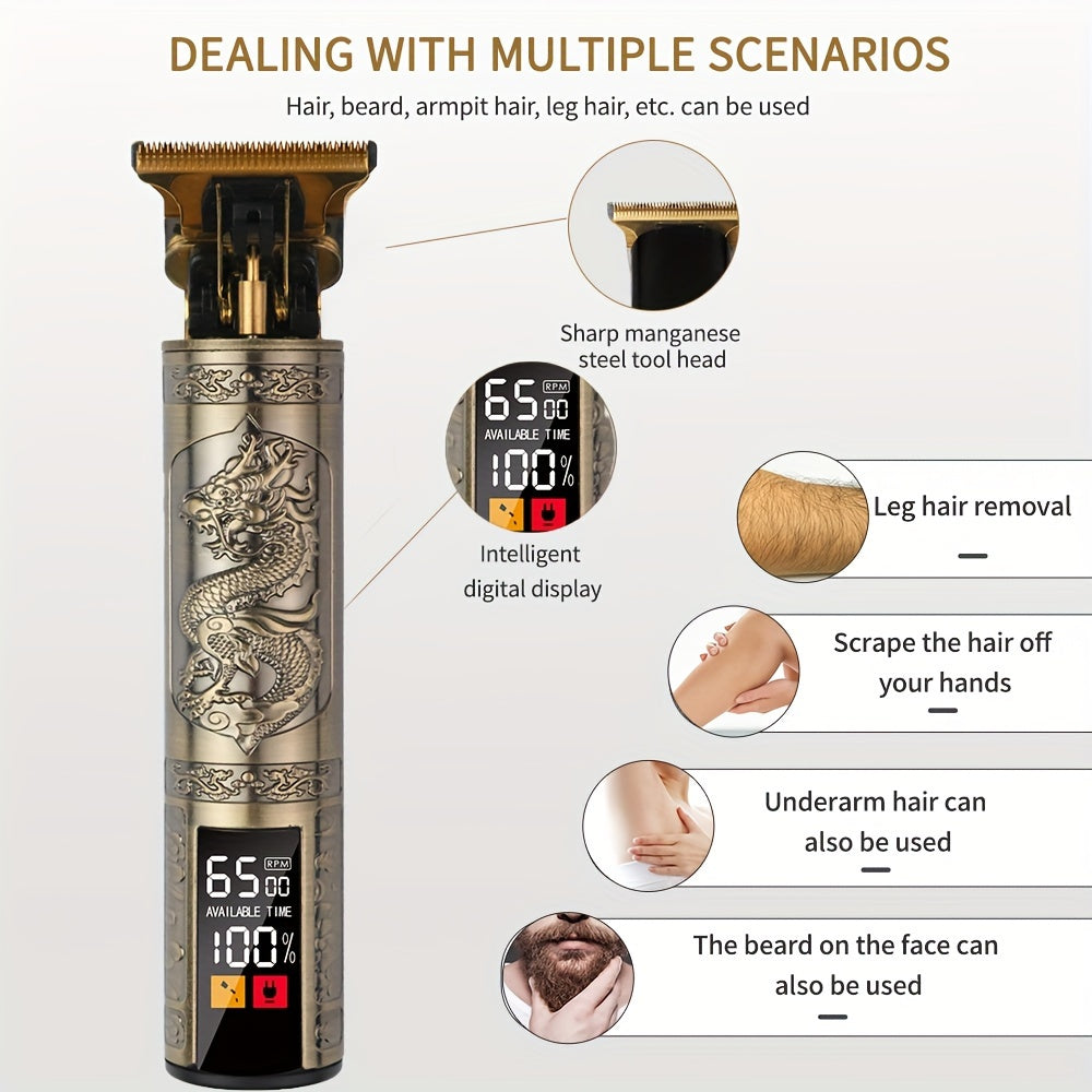 Zaryadlanadigan T-shaklidagi pichoq soch kesgichlari, USB zaryadlash, uyda ishlatiladigan simsiz trimmer.