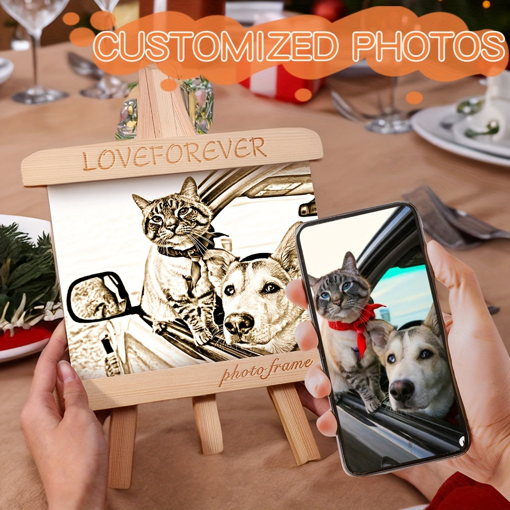 Уникальная деревянная фоторамка-елочная игрушка - персонализированный праздничный декор, идеальный подарок для близких, памятный сувенир для любимого питомца