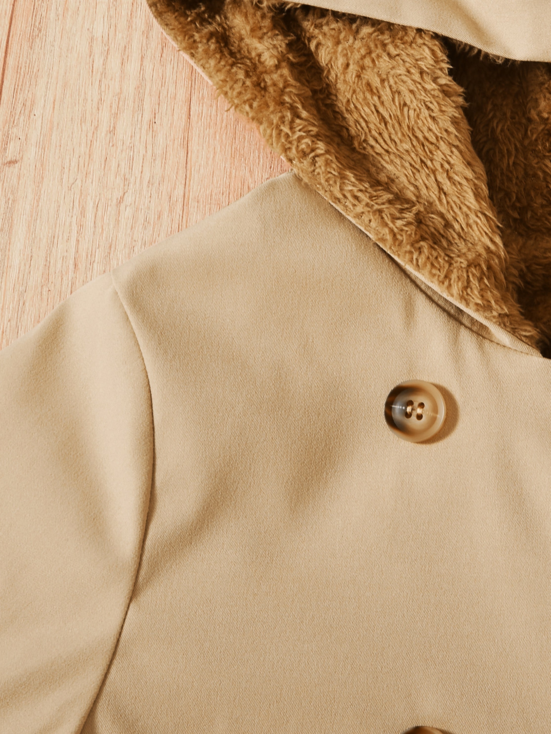 Girls Hooded Padded Coat Lightweight Double-Breasted Fall Winter Solid Polyester