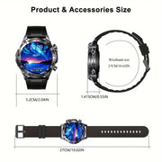 INNOFOVO erkaklar uchun aqlli soati 3.86 sm HD ekran, AI ovozli yordamchi, ob-havo prognozi, uyqu kuzatuvchisi, 100+ sport rejimi, simsiz qo'ng'iroq, zanglamaydigan po'latdan yasalgan tasma va USB zaryadlash imkoniyatlariga ega.