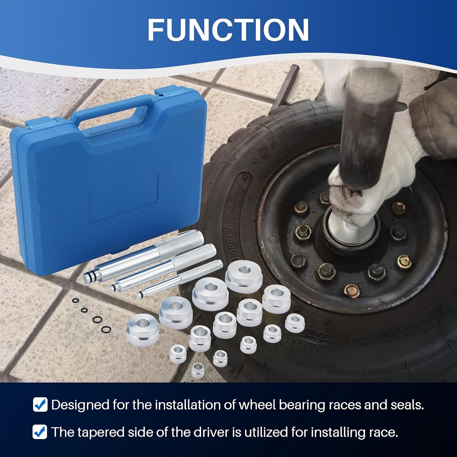 17PCS Bearing Race and Seal Driver Set Heavy Duty Aluminum Rust Resistant Wheel Axle Bushing Tool