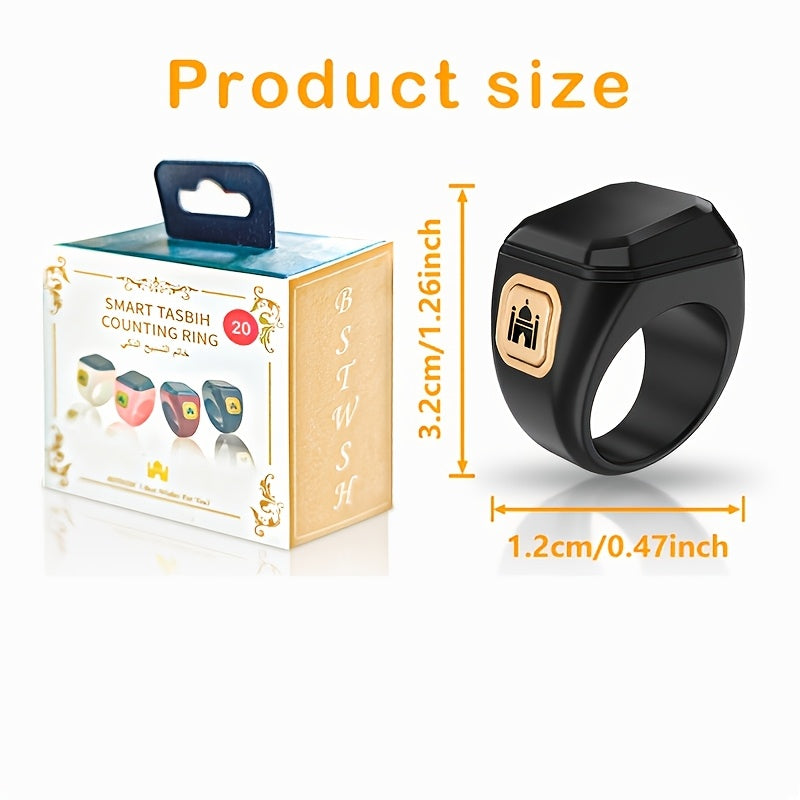 Fashionable Smart Prayer Watch Ring with Prayer Counter Reminders OLED Screen Black