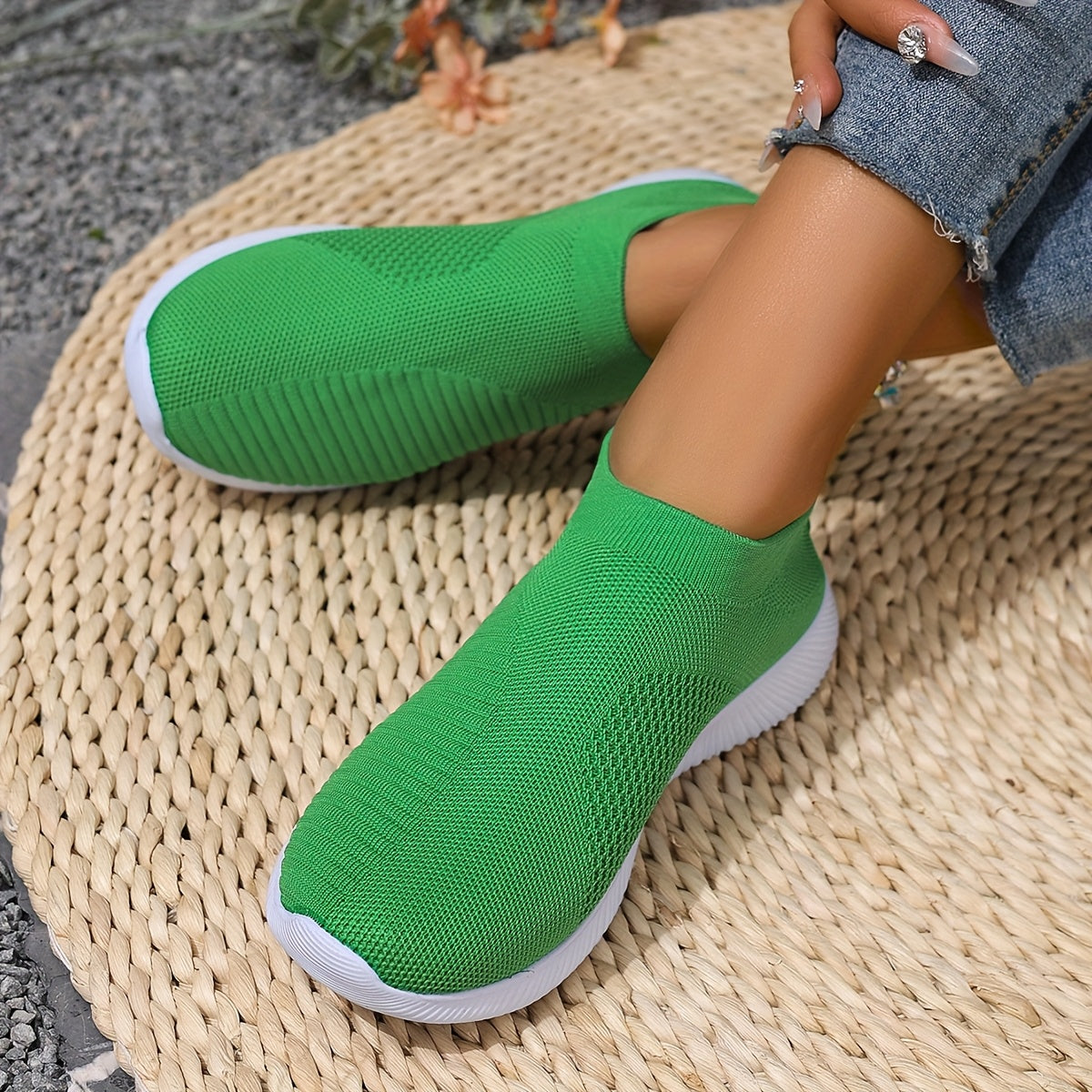 Women's Slip-On Casual Sneakers Breathable Fabric Lightweight EVA Shoes