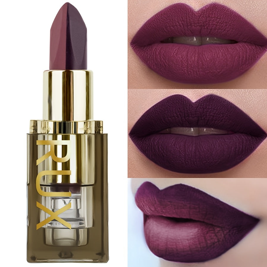 Women Matte Lipstick Waterproof Long-Lasting Burgundy and Gold Shades