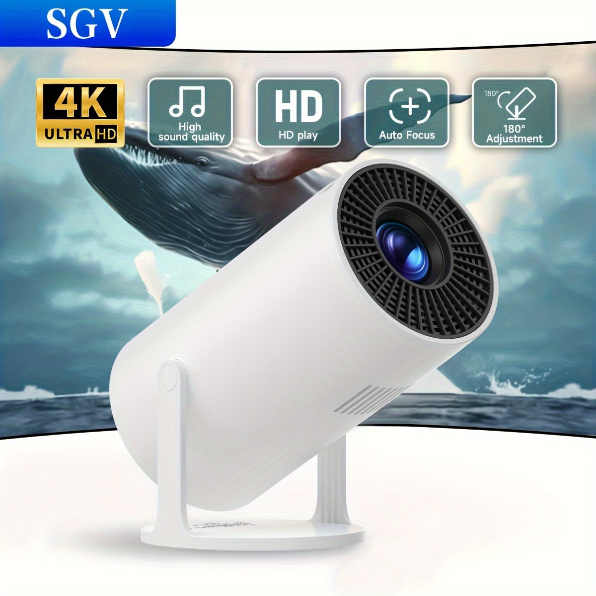 Портативный мини-проектор с горизонтальной коррекцией и вращением на 180°