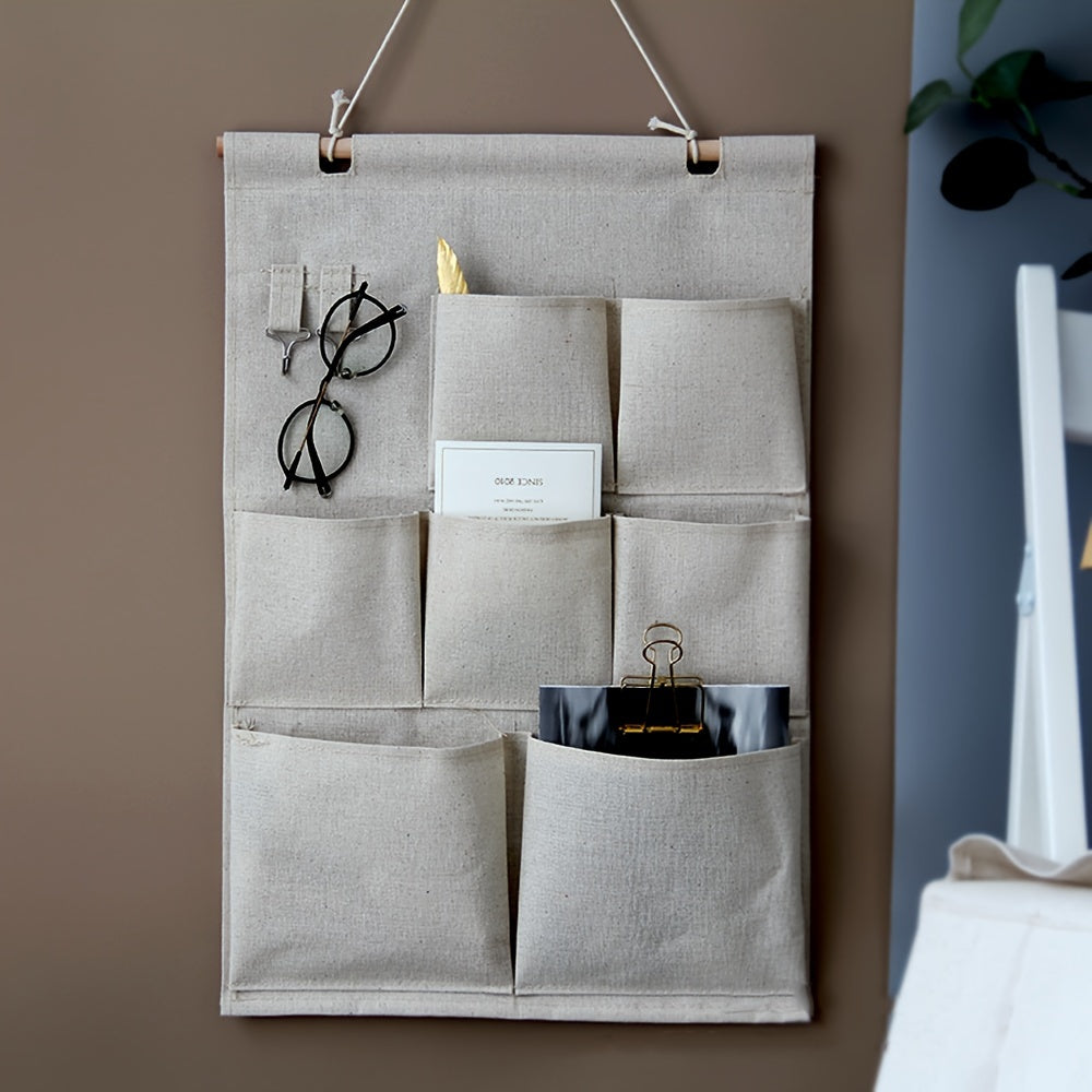 Fabric Wall-Mounted Storage Organizer with Four Pockets for Bedroom and Dorm