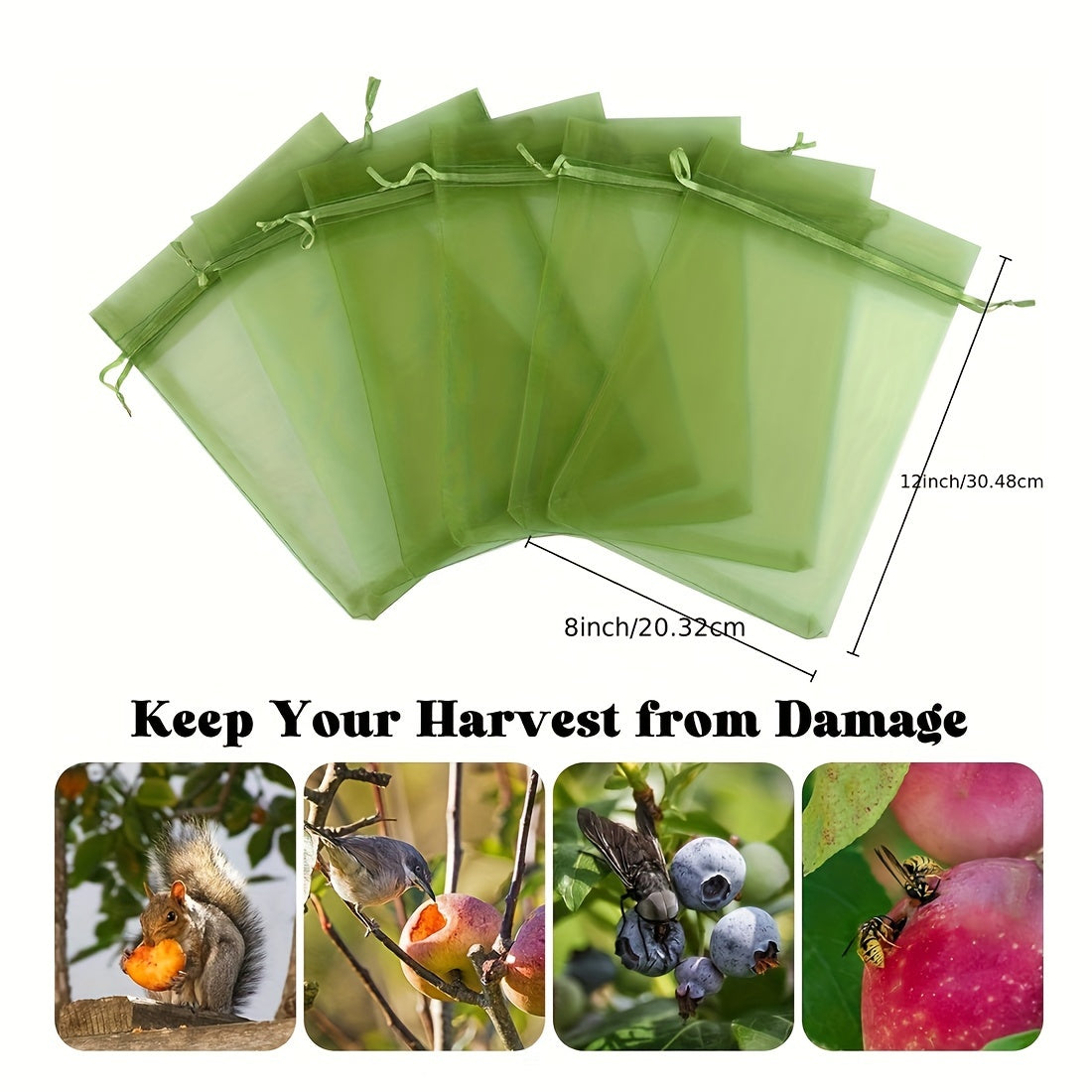 100 Reusable Mesh Fruit and Vegetable Protection Bags 20x30cm Garden Pest Barrier