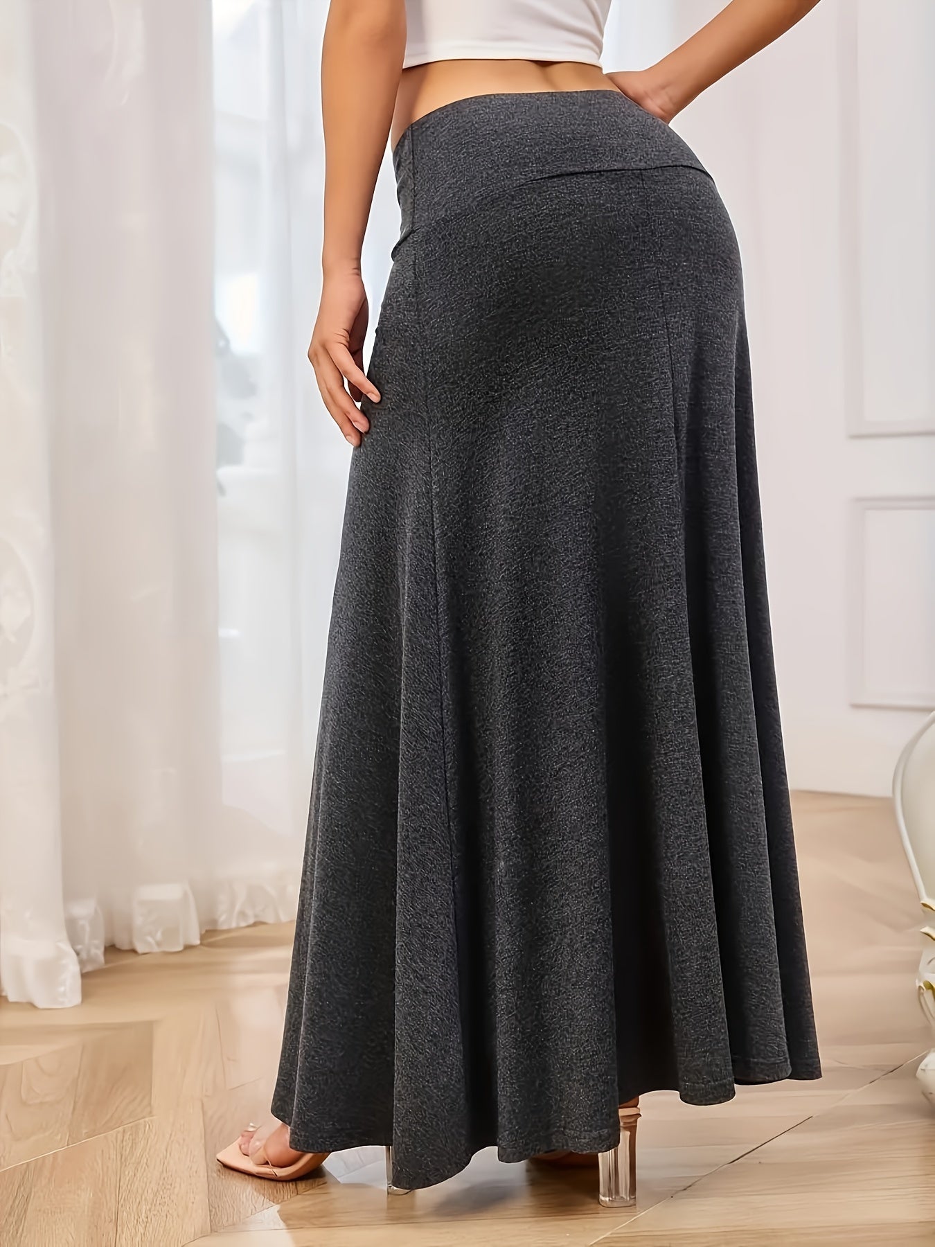 Plus Size Maxi Skirt High Waist A-Line Spring Fall Women's Clothing