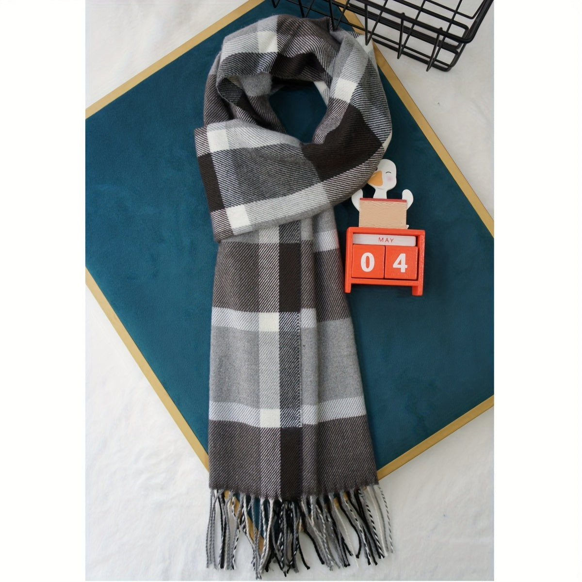 Bufanda de invierno a rayas multicolores con cuadros de lana para hombres y mujeres