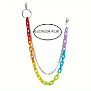 Men's Punk Style Pants with Double Layer Metal Acrylic Chains Rainbow Colors