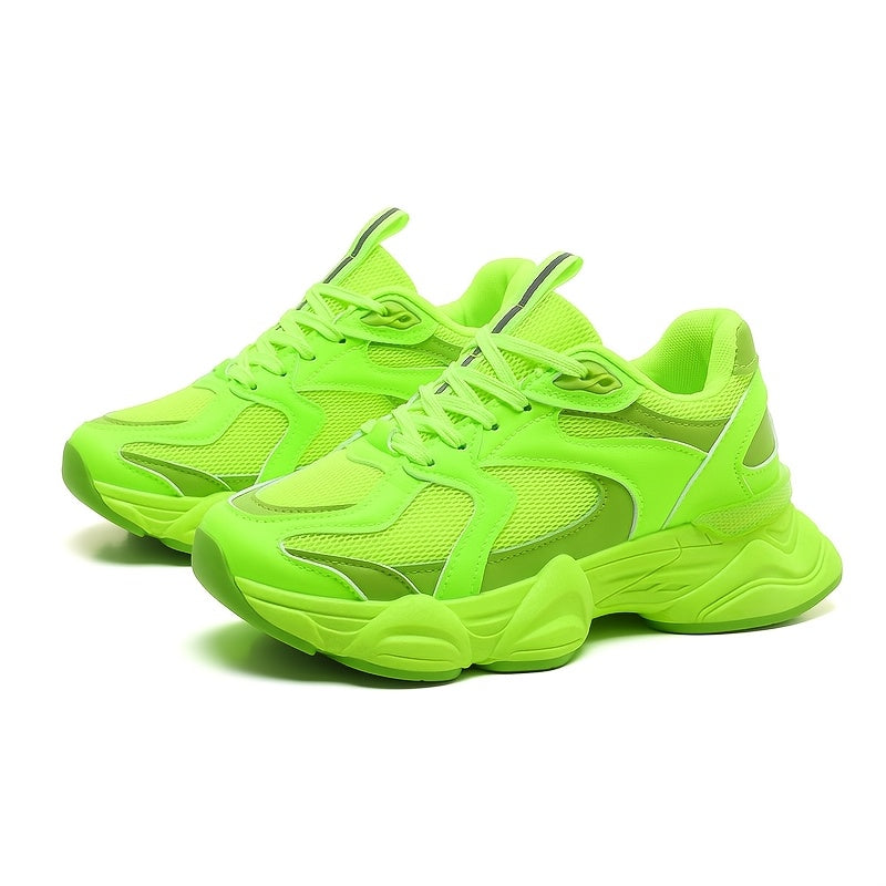 Women's Pink Beige Chunky Sneakers Breathable Mesh Casual Running Shoes