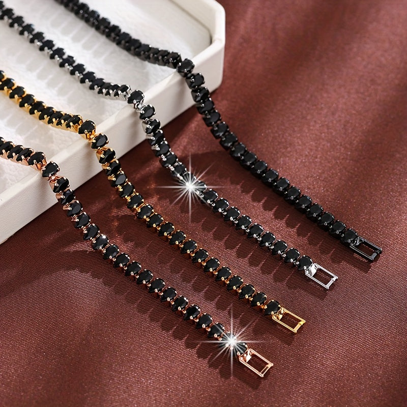 Black Zirconia Bracelet for Women Stylish Jewelry Trendy Accessory