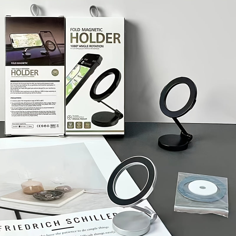 High-Strength Magnetic Car Phone Holder with 360-Degree Rotation and Foldable Design