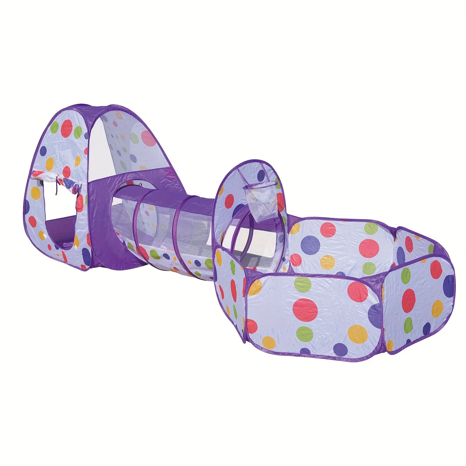 Indoor Children's Ball Pool Tunnel with Wave Pattern for Ages 2+ Red Blue