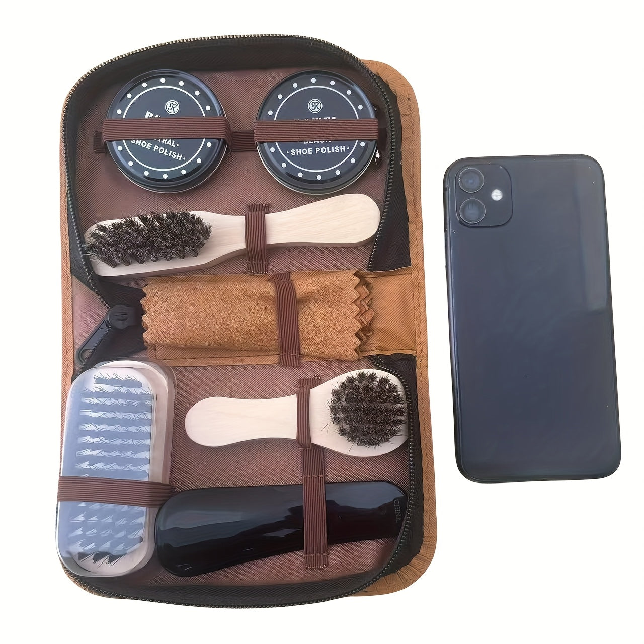 Shoe Cleaning Kit Set Leather Shoe Polish Brush Bag For Shoes & Bags