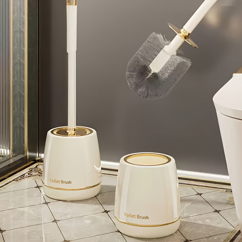 Toilet Brush and Holder Set Compact Space-Saving Deep Cleaning Bathroom Tool