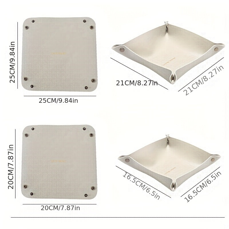 Caja de almacenamiento de cuero PU para escritorio, joyería, cosméticos, llaves y frutos secos