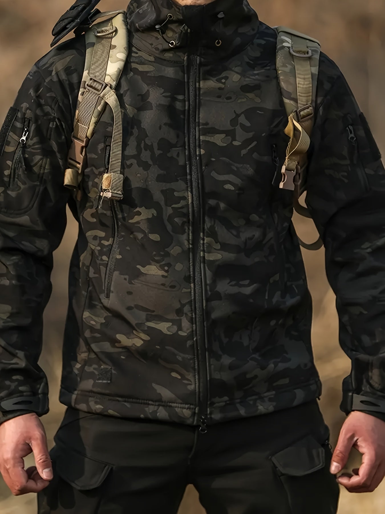 Couples Outdoor Shark Skin Soft Shell Jacket Set Windproof Breathable Hooded for Hiking Cycling Training