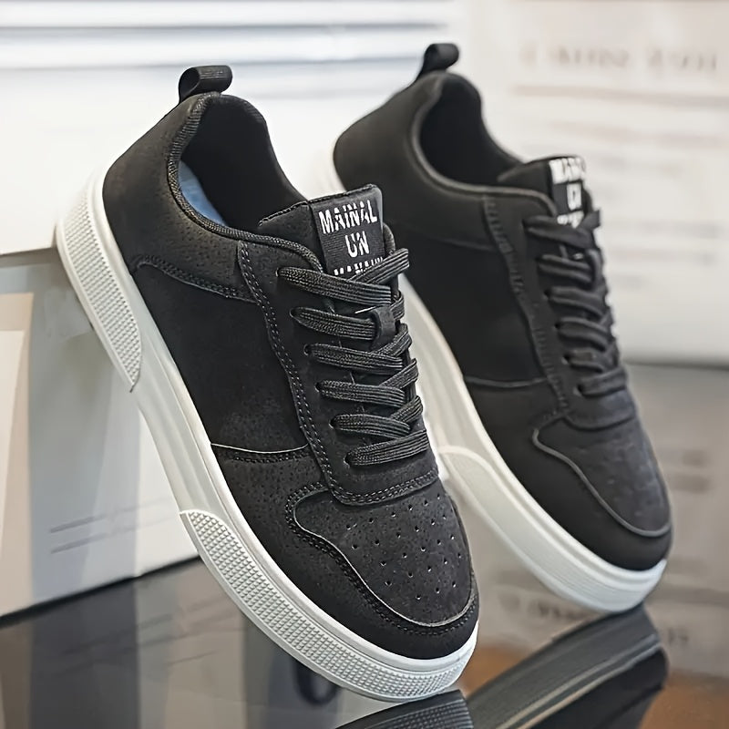 Мужские повседневные кроссовки в уличном стиле, однотонные, дышащий искусственный верх, нескользящая ПВХ подошва, низкий топ