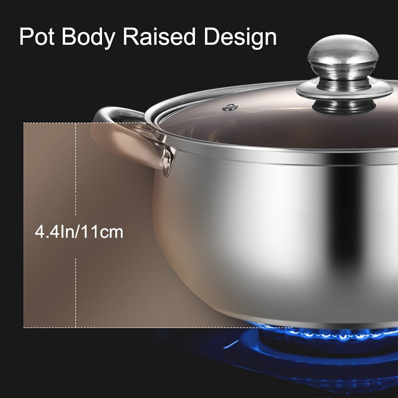24cm Stainless Steel Steamer Pot Soup Pot Double Layer with Steaming Basket Compatible with Induction Gas Stoves