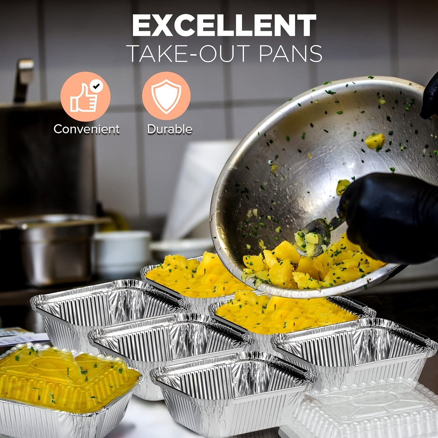 50 Aluminum Foil Pans with Lids 15.24x11.94x4.83cm for Pies Cheesecakes