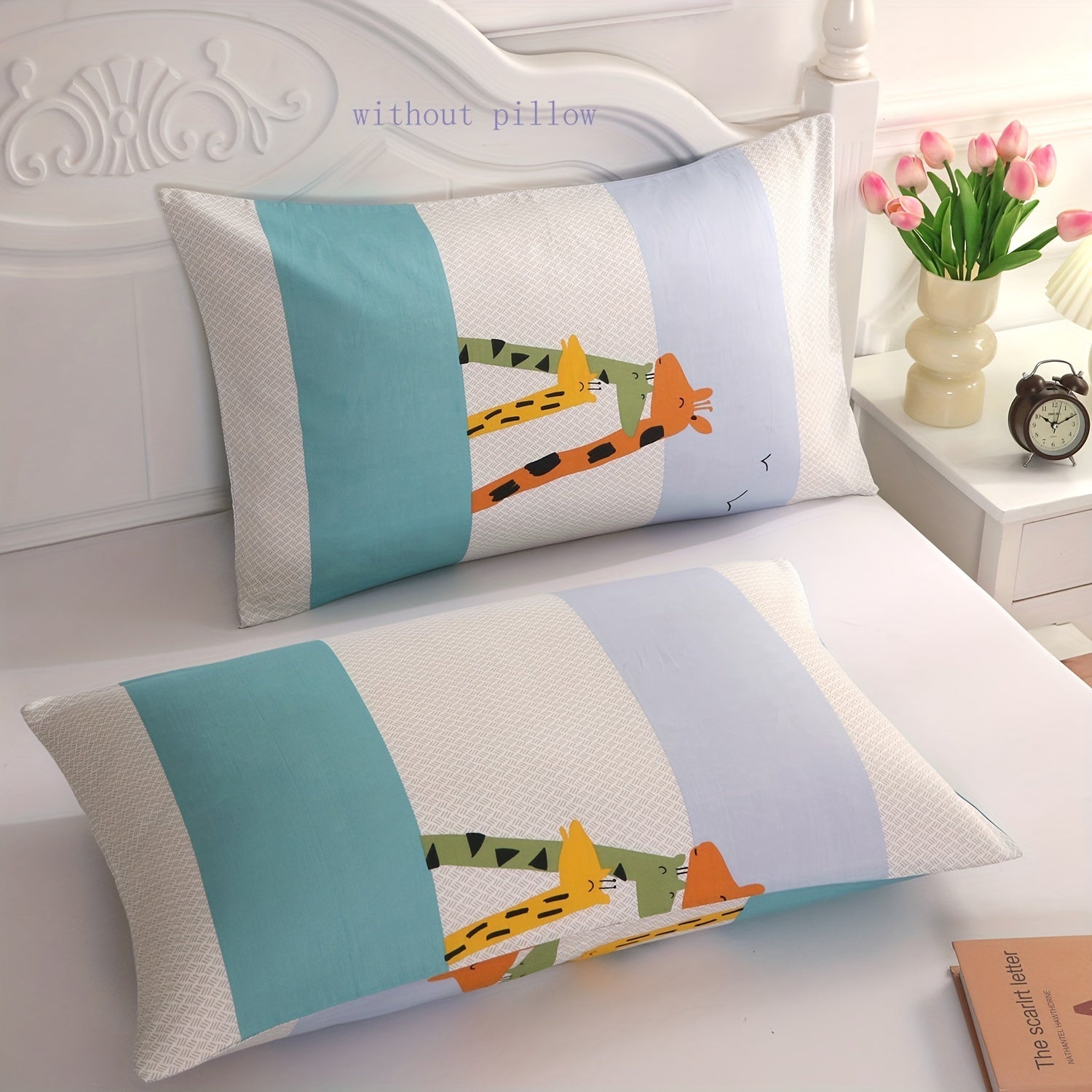 Set of 2 Cotton Pillowcases with Cartoon and Nature Designs, Breathable, Easy to Clean